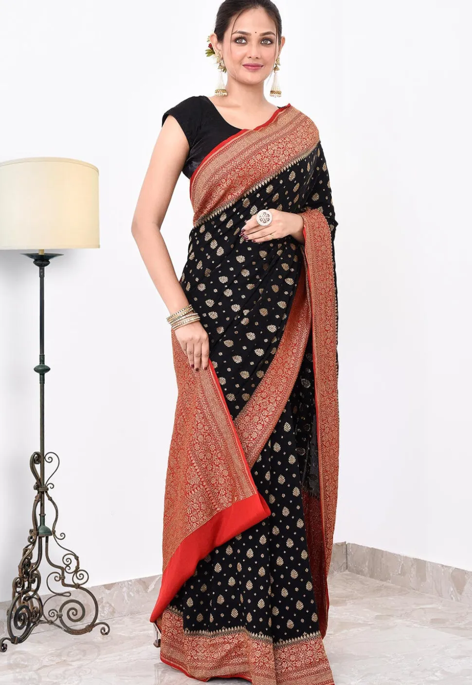 Banarasi Pure Crepe Silk Saree in Black