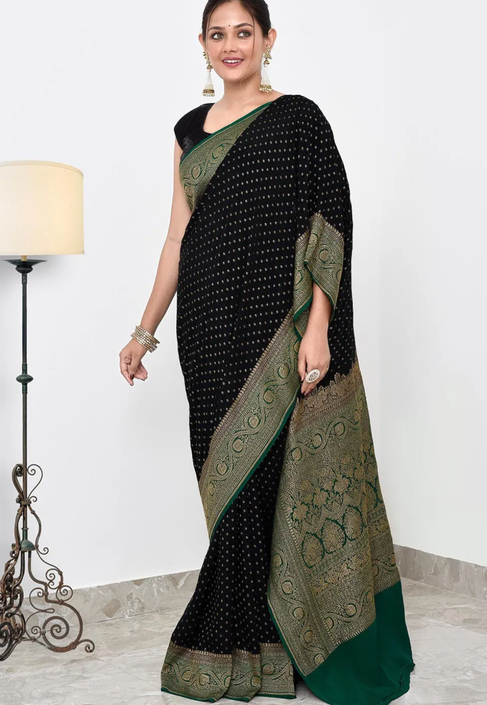 Banarasi Pure Crepe Silk Saree in Black