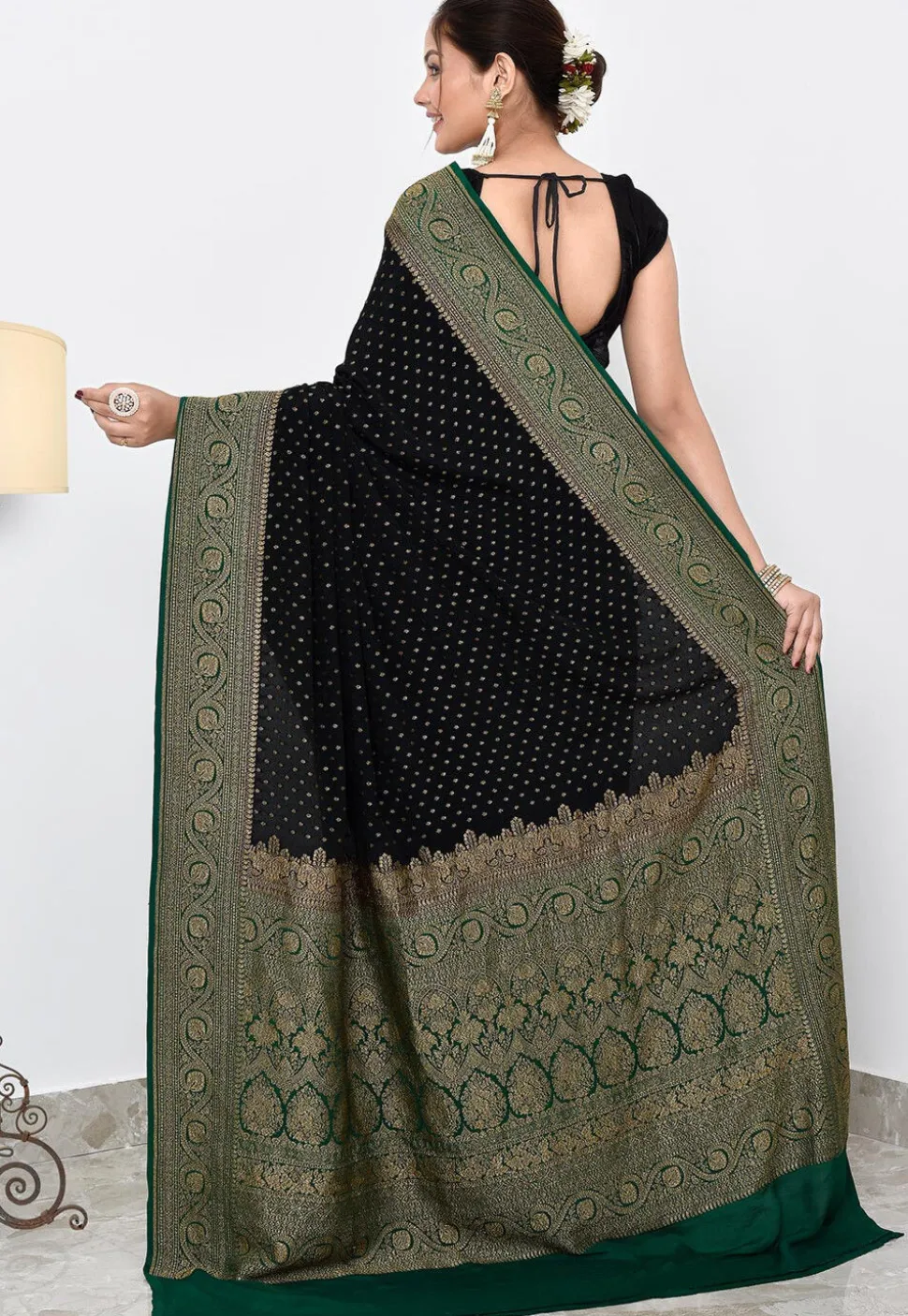 Banarasi Pure Crepe Silk Saree in Black
