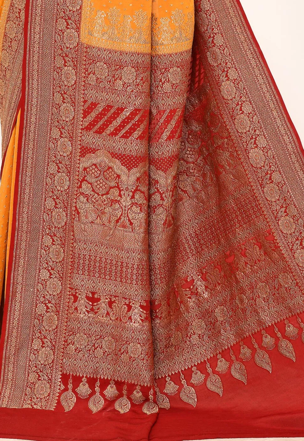 Banarasi Pure Crepe Silk Saree in Mustard