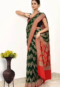 Banarasi Pure Crepe Silk Saree in Green