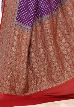 Banarasi Pure Crepe Silk Saree in Violet
