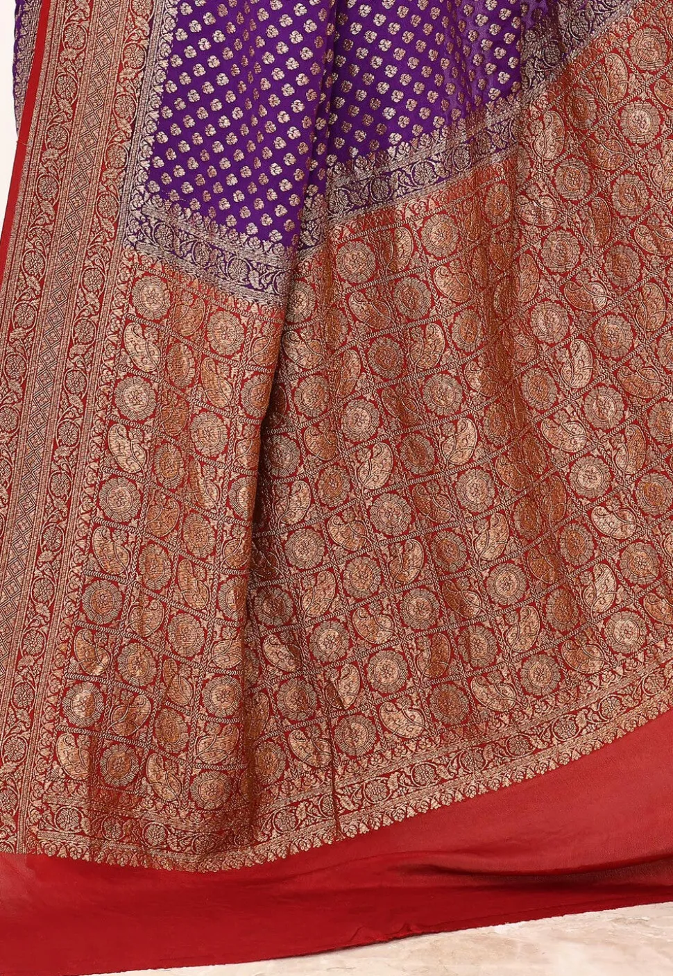 Banarasi Pure Crepe Silk Saree in Violet