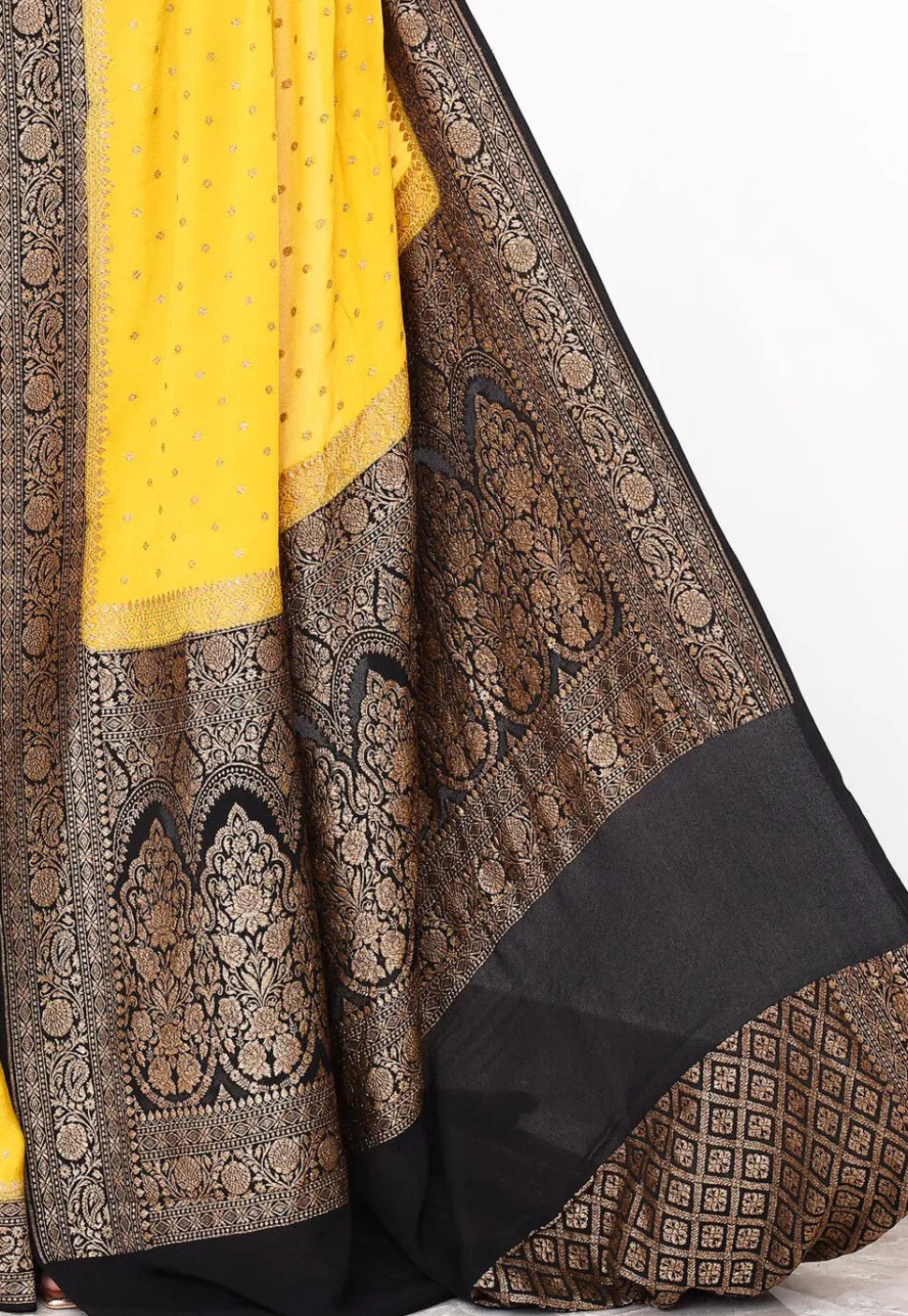 Banarasi Pure Crepe Silk Saree in Mustard
