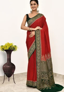 Banarasi Pure Crepe Silk Saree in Maroon