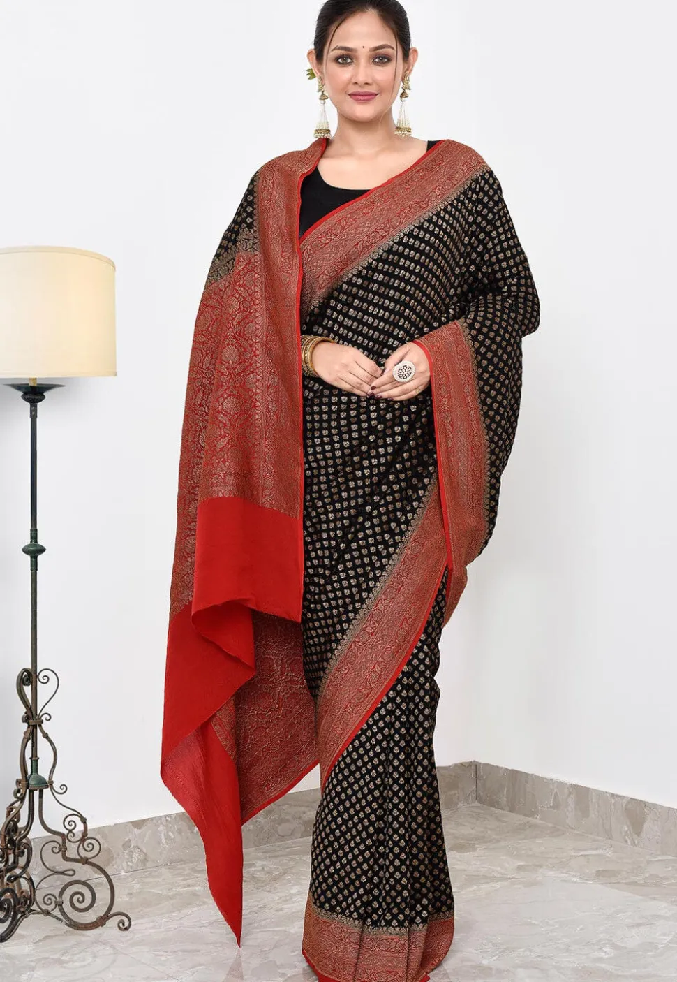 Banarasi Pure Crepe Silk Saree in Black