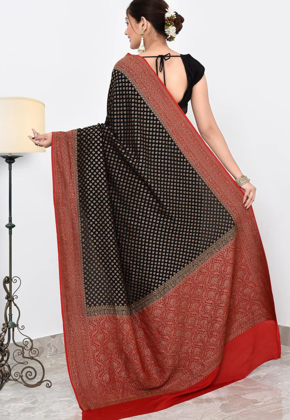 Banarasi Pure Crepe Silk Saree in Black