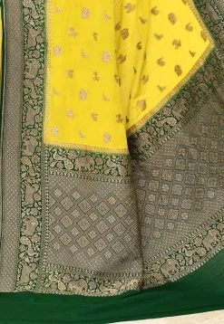 Banarasi Pure Crepe Silk Saree in Yellow