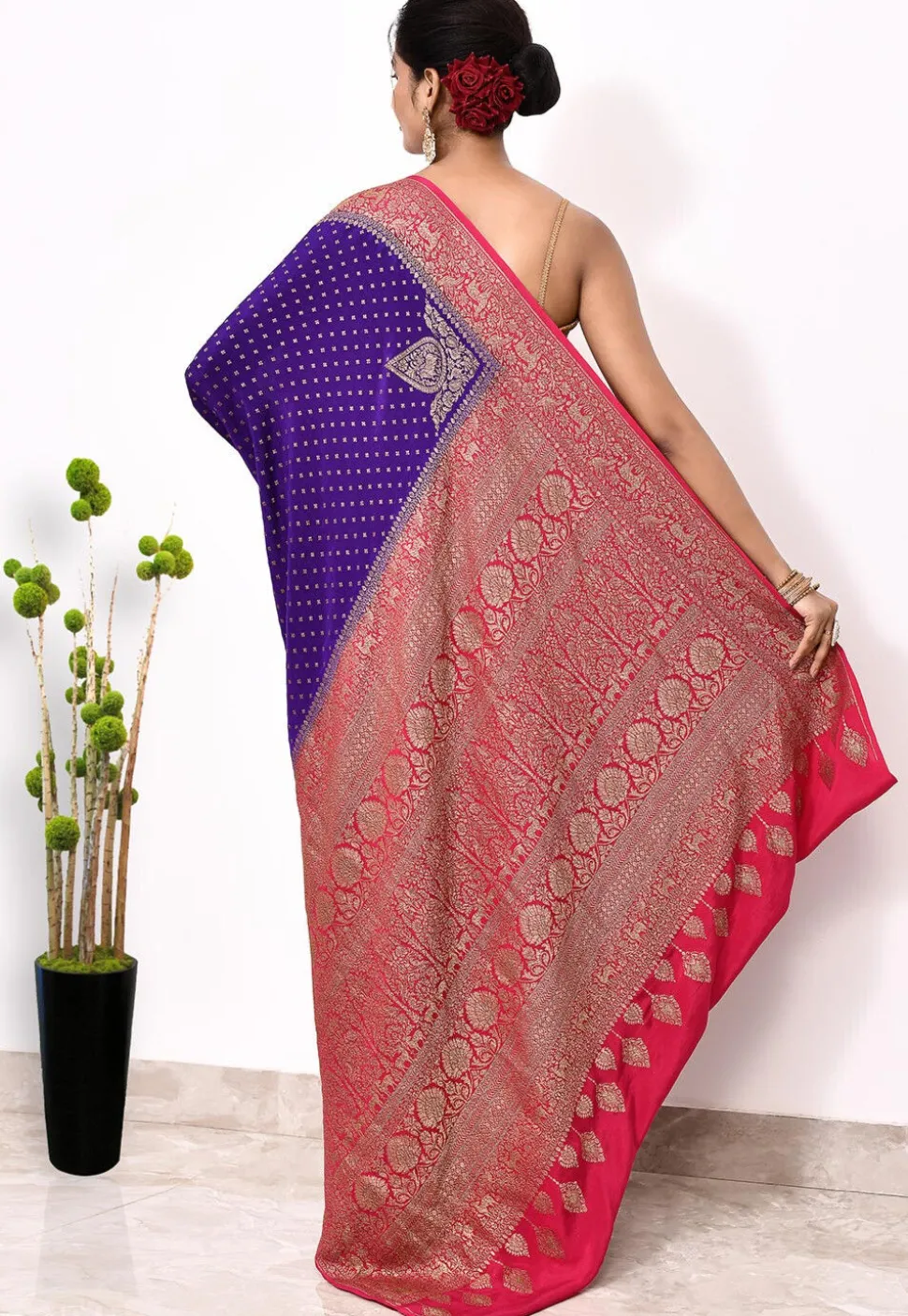 Banarasi Pure Crepe Silk Saree in Purple