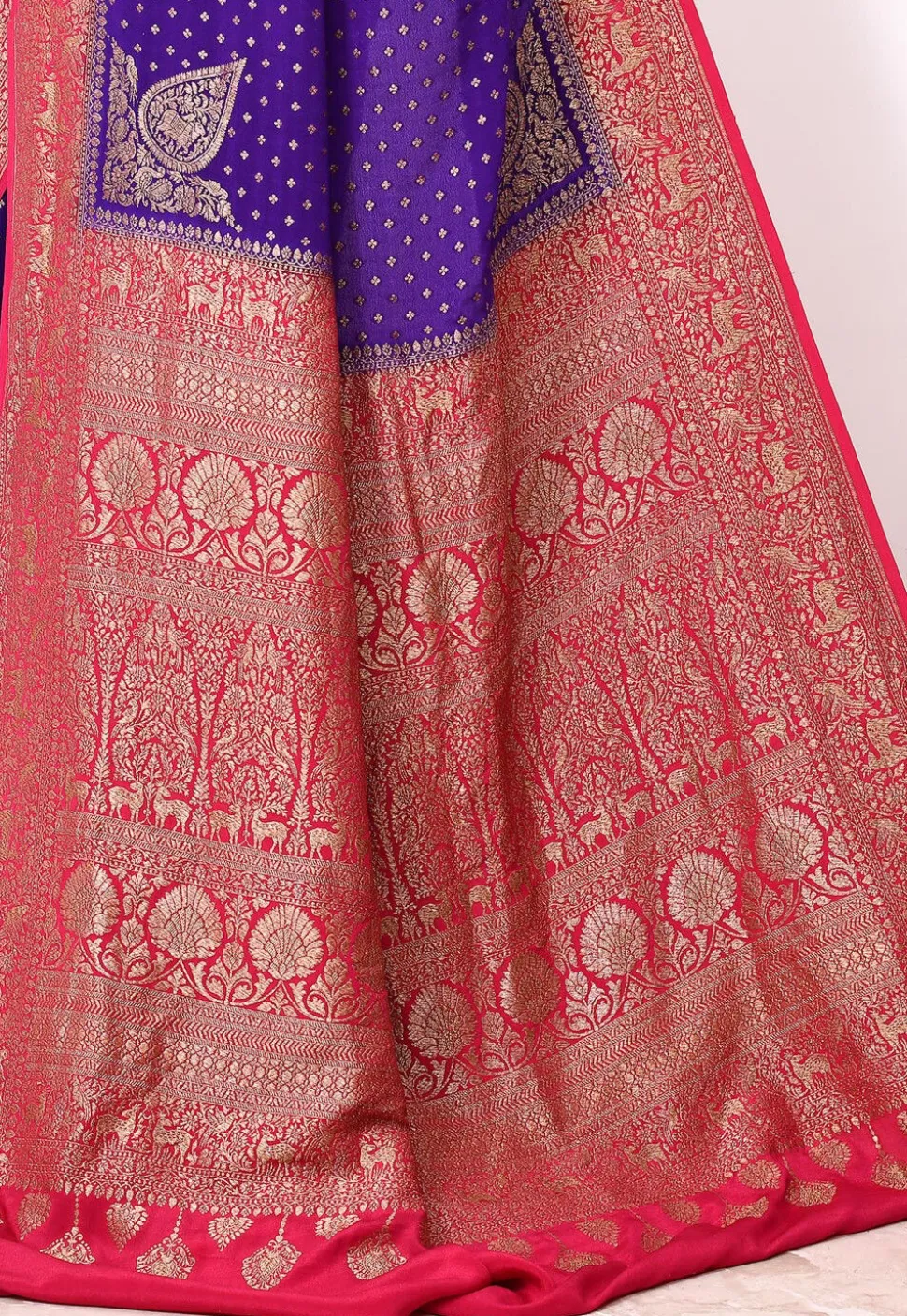 Banarasi Pure Crepe Silk Saree in Purple