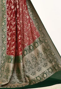 Banarasi Pure Crepe Silk Saree in Maroon
