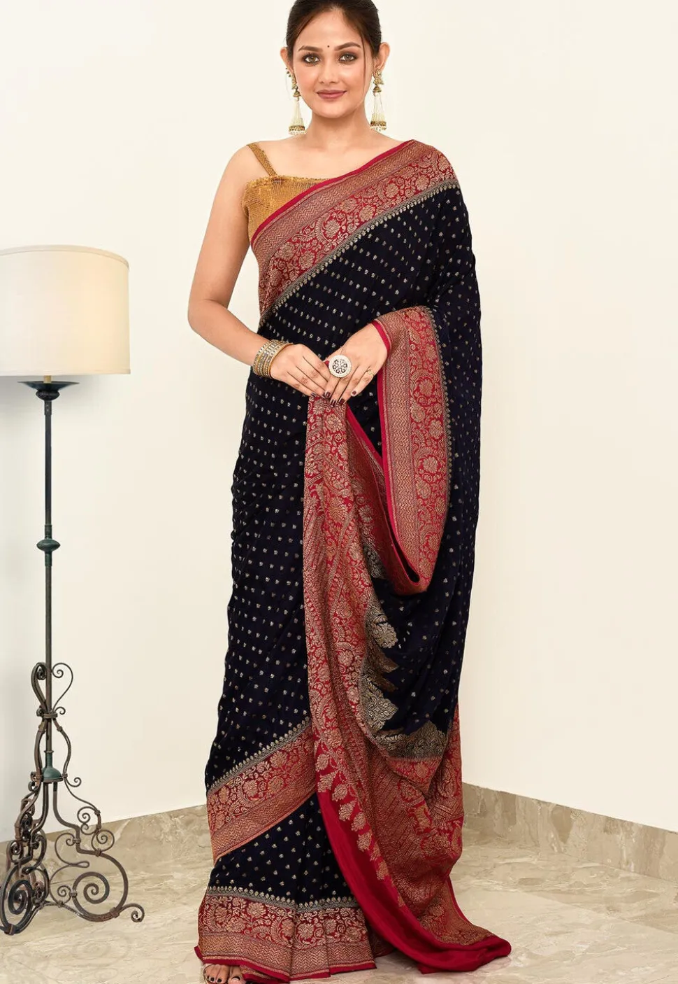 Banarasi Pure Crepe Silk Saree in Black