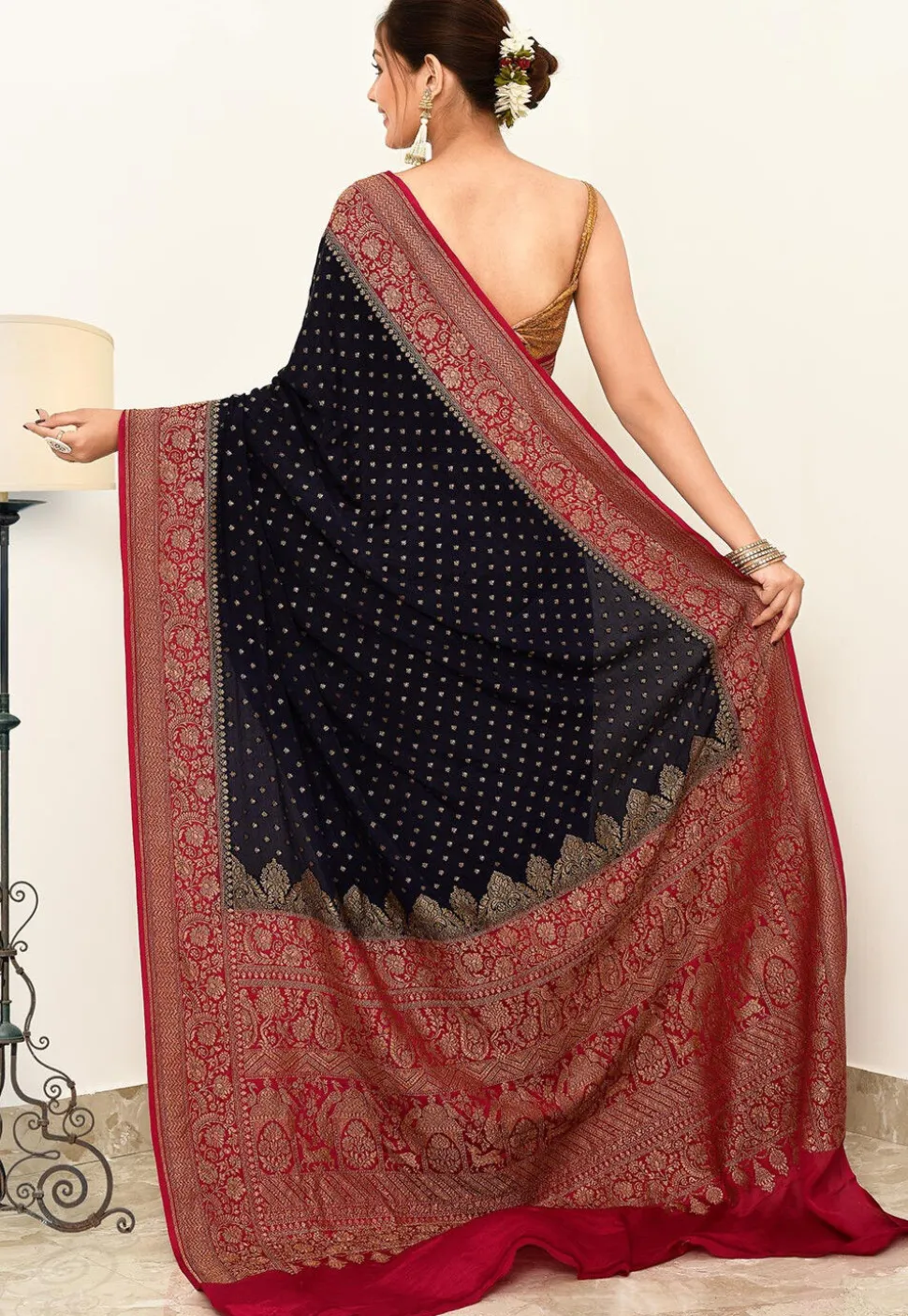 Banarasi Pure Crepe Silk Saree in Black