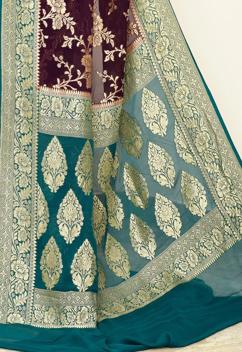 Banarasi Pure Crepe Silk Saree in Purple