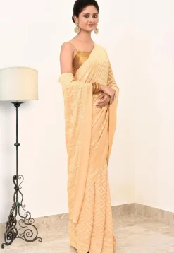 Banarasi Pure Crepe Silk Saree in Peach
