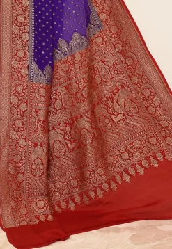 Banarasi Pure Crepe Silk Saree in Navy Blue