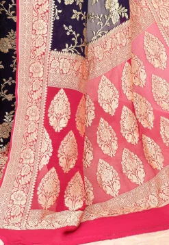 Banarasi Pure Crepe Silk Saree in Navy Blue