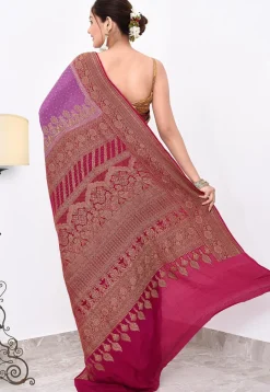 Banarasi Pure Crepe Silk Saree in Light Purple