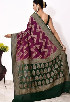 Banarasi Pure Crepe Silk Saree in Magenta