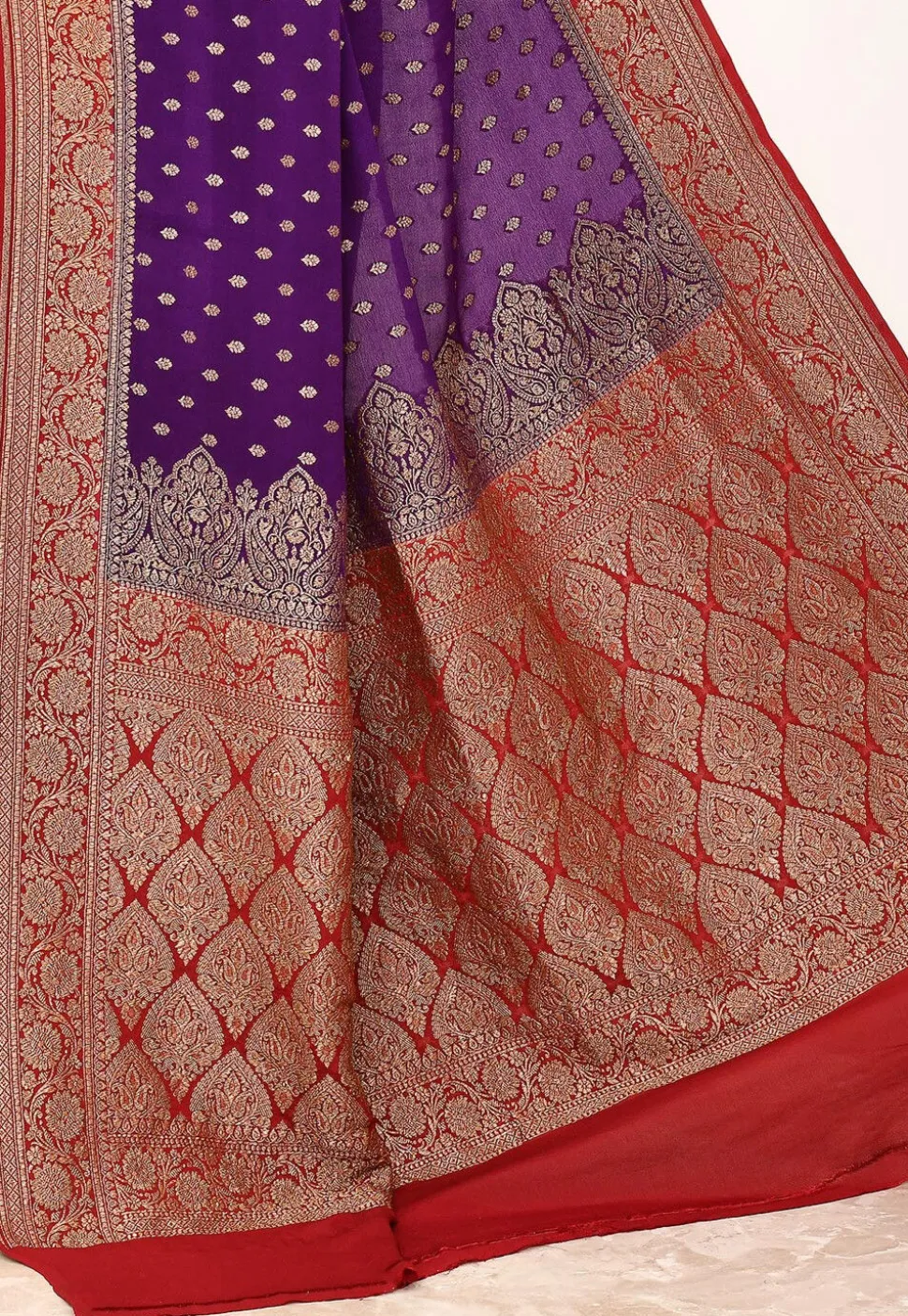 Banarasi Pure Crepe Silk Saree in Purple