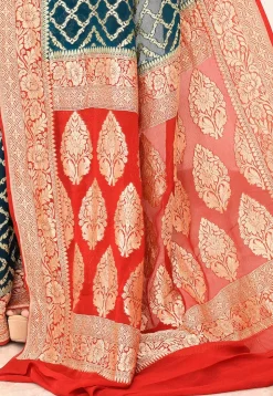 Banarasi Pure Crepe Silk Saree in Teal Blue