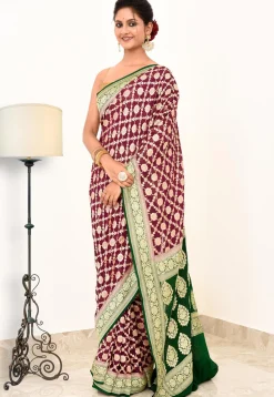 Banarasi Pure Crepe Silk Saree in Magenta