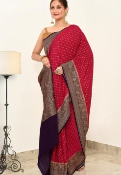 Banarasi Pure Crepe Silk Saree in Maroon