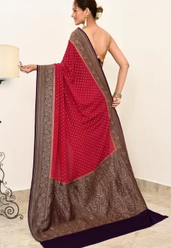 Banarasi Pure Crepe Silk Saree in Maroon
