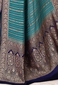 Banarasi Pure Crepe Silk Saree in Teal Blue