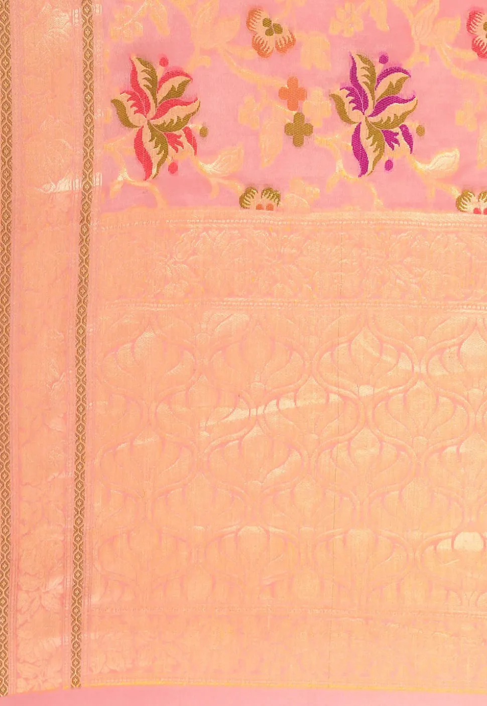 Banarasi Pure Georgette Silk Saree in Peach