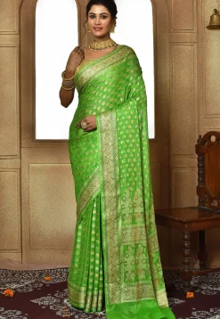 Banarasi Pure Georgette Silk Saree in Light Green