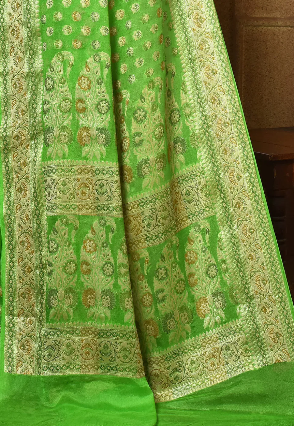 Banarasi Pure Georgette Silk Saree in Light Green