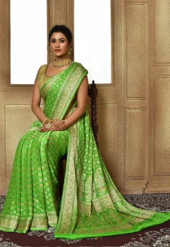 Banarasi Pure Georgette Silk Saree in Light Green