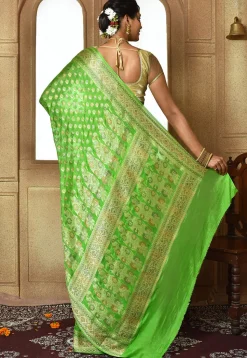 Banarasi Pure Georgette Silk Saree in Light Green