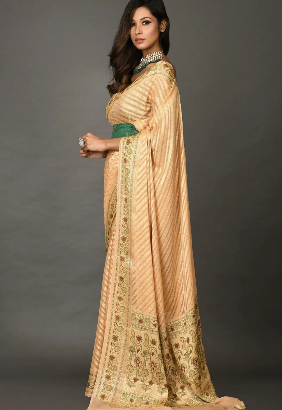 Banarasi Pure Georgette Saree in Light Peach