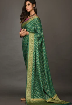 Banarasi Pure Georgette Saree in Dark Green