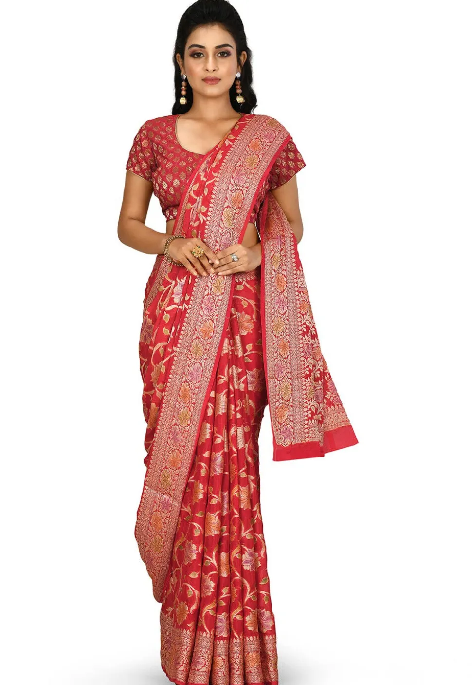 Banarasi Pure Georgette Silk Saree in Red