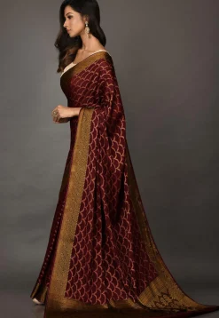 Banarasi Pure Georgette Saree in Wine