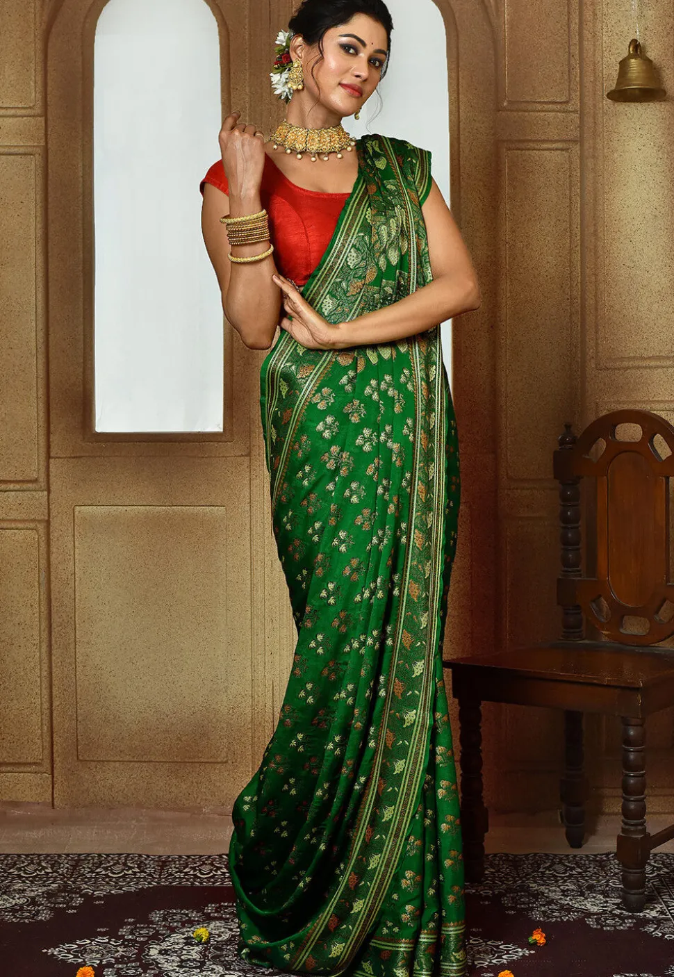 Banarasi Pure Georgette Silk Saree in Green
