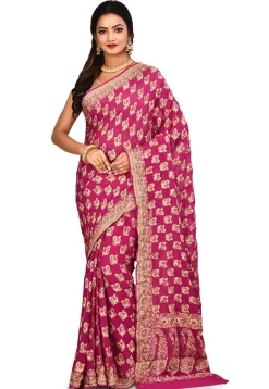 Banarasi Pure Georgette Silk Saree in Magenta