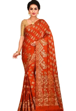 Banarasi Pure Georgette Silk Saree in Rust