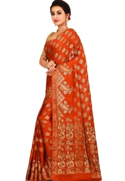 Banarasi Pure Georgette Silk Saree in Rust