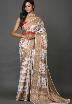 Banarasi Pure Georgette Saree in White
