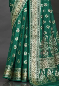 Banarasi Pure Georgette Saree in Teal Green