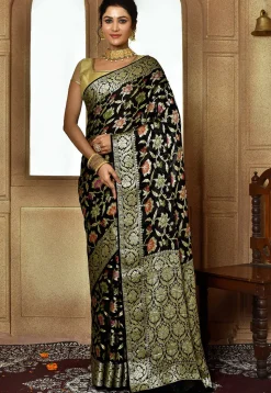 Banarasi Pure Georgette Silk Saree in Black