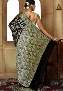 Banarasi Pure Georgette Silk Saree in Black