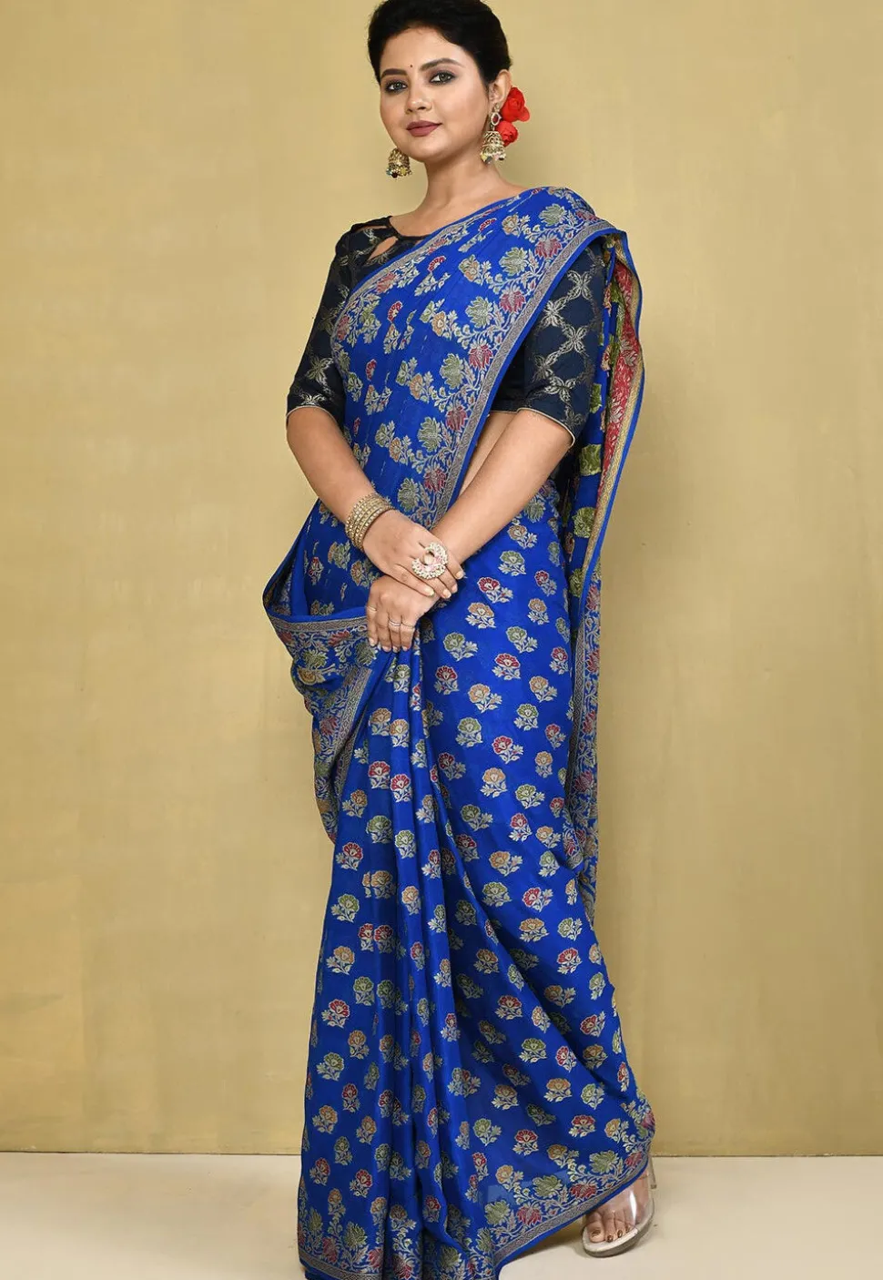 Banarasi Pure Georgette Saree in Royal Blue