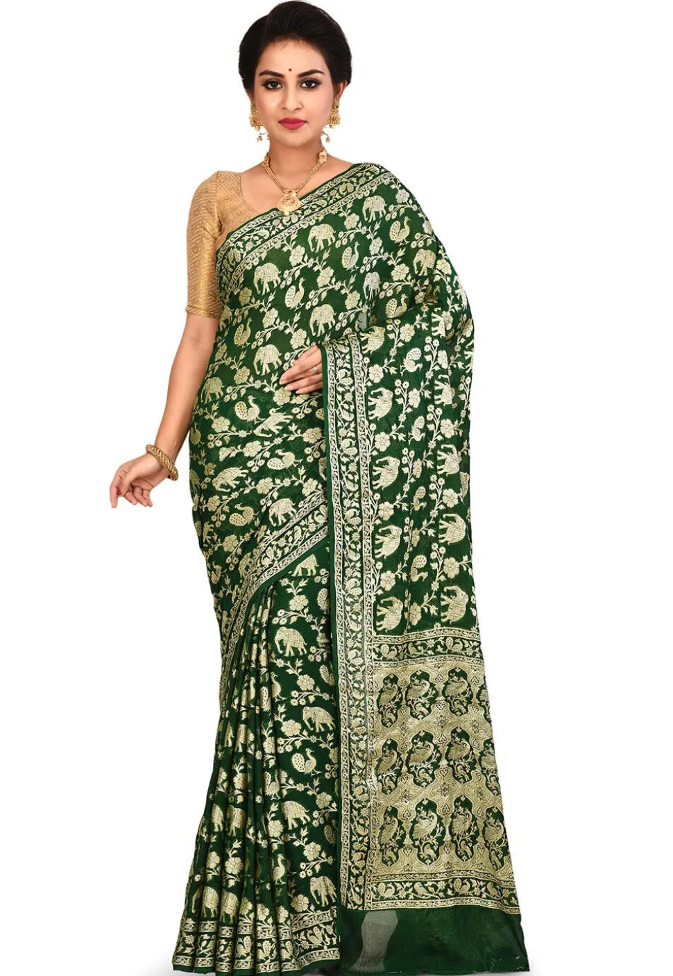 Banarasi Pure Georgette Silk Saree in Green