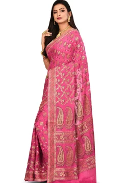 Banarasi Pure Georgette Silk Saree in Dark Pink