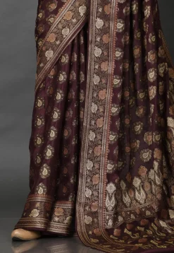 Banarasi Pure Georgette Saree in Wine